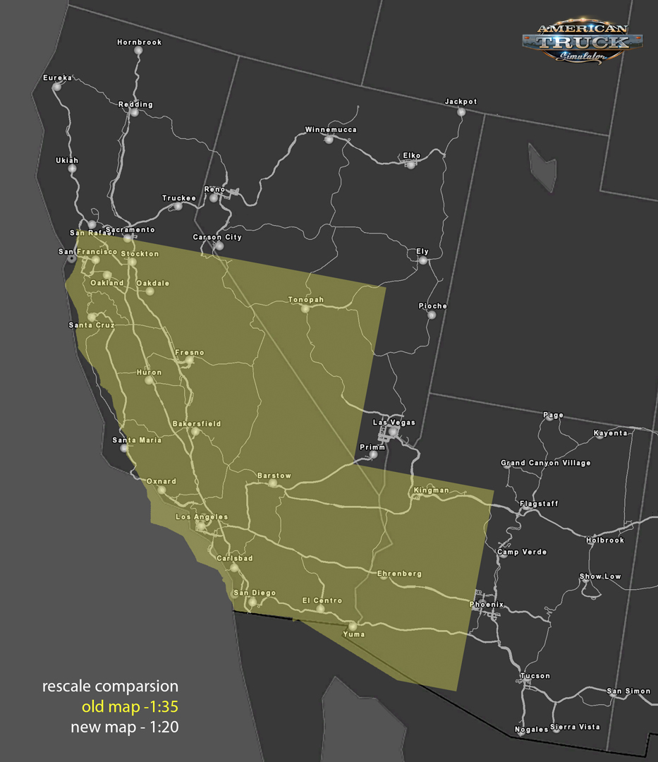 This compares the size of California, Nevada and Arizona before the rescale and after it